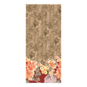 A vintage floral pattern with intricate brown desi rack card