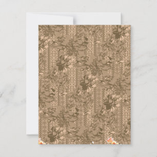A vintage floral pattern with intricate brown desi save the date