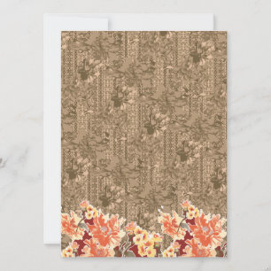 A vintage floral pattern with intricate brown desi save the date