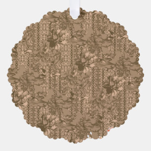 A vintage floral pattern with intricate brown desi tree decoration card