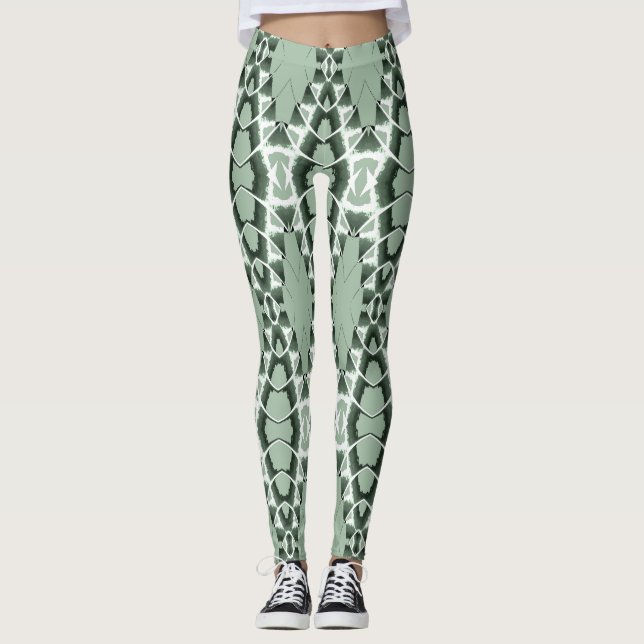 A vintage green pattern "Ratti_Creative_Arts" Leggings (Front)
