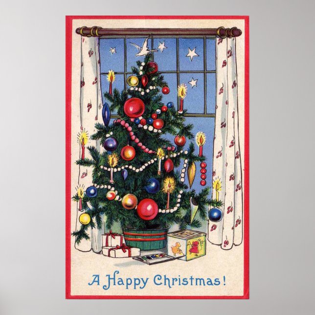 A Vintage Happy Christmas Poster Print (Front)