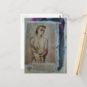 A Vintage Lady Portrait Mixed Media Collage Postcard