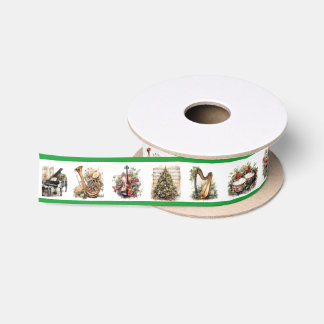 A Vintage Musical Christmas Ribbon Satin Ribbon