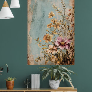 A vintage or shabby chic floral composition poster