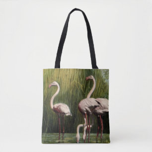 A Vintage Pink Flamingo Shoulder Tote Bag