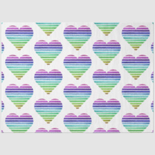 A Vintage Rainbow Striped Heart Series Design 12 Tissue Paper