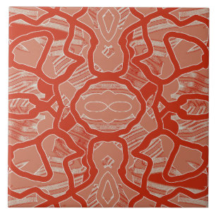 A vintage red colour classic pattern tile