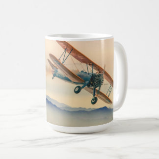 A Vintage Stearman BiPlane Flying into the Past Coffee Mug