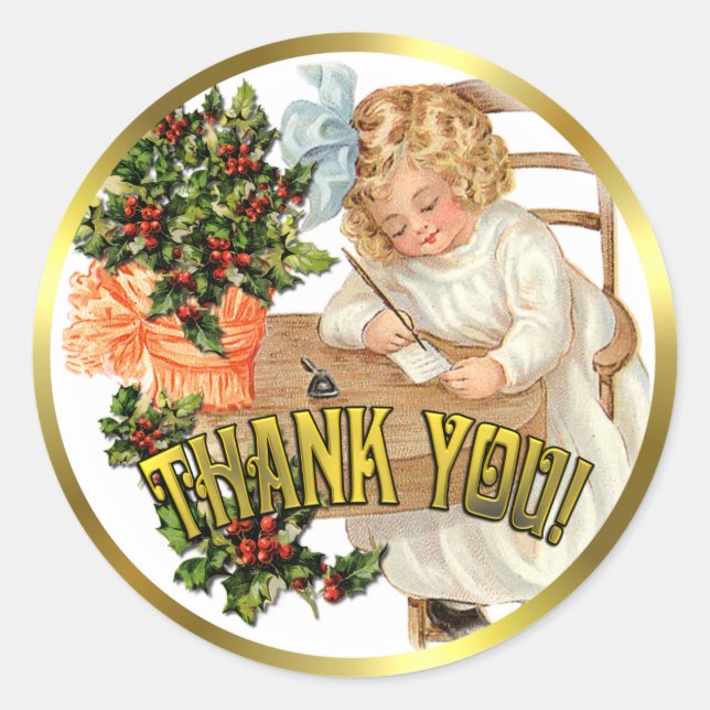 A Vintage Thank you! Classic Round Sticker (Front)
