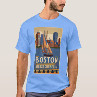 A Vintage Travel Art of Boston Massachusetts US 1 T-Shirt