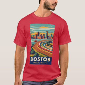 A Vintage Travel Art of Boston Massachusetts US 2 T-Shirt