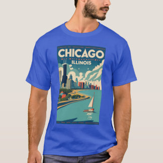 A Vintage Travel Art of Chicago Illinois US 2 T-Shirt