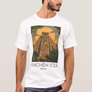A Vintage Travel Art Of Chichén Itzá - Mexico T-Shirt