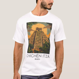 A Vintage Travel Art Of Chichén Itzá - Mexico  T-Shirt