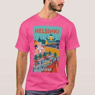A Vintage Travel Art Of Helsinki - Finland T-Shirt