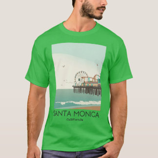 A Vintage Travel Art of Santa Monica California US T-Shirt
