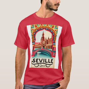 A Vintage Travel Art of Seville Spain TShirt 2