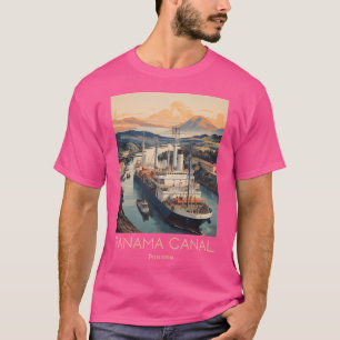 A Vintage Travel Illustration Of The Panama Canal  T-Shirt