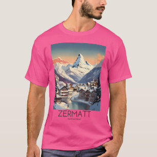 A Vintage Travel Illustration Of Zermatt - Switzer T-Shirt