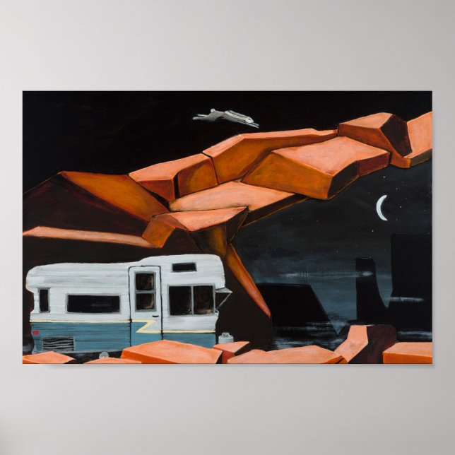 A vintage travel trailer in the desert poster (Front)