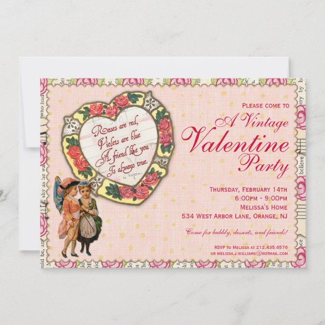 A Vintage Valentine Party Invitation (Front)