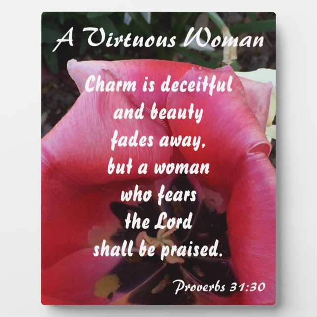 A Virtuous Woman Red Rose Plaque (Front)