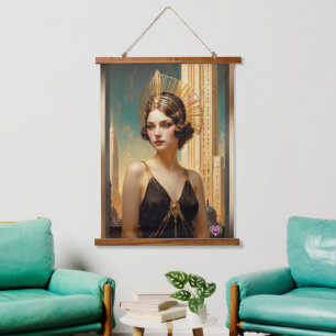 A Vision Of Art Deco Elegance AI Art by Xzendor7 Hanging Tapestry