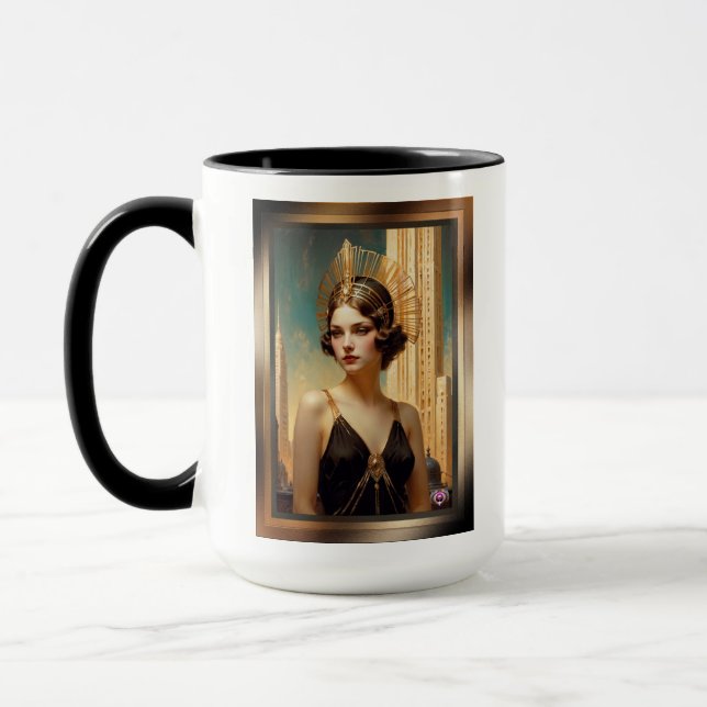 A Vision Of Art Deco Elegance AI Art by Xzendor7 Mug (Left)