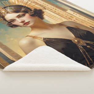 A Vision Of Art Deco Elegance AI Art by Xzendor7 Sherpa Blanket