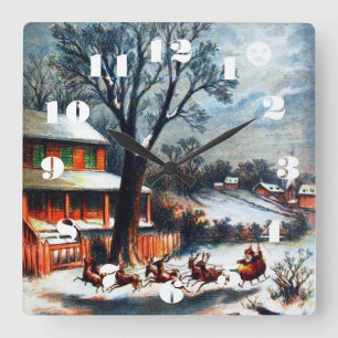A Visit From Santa Square Wall Clock