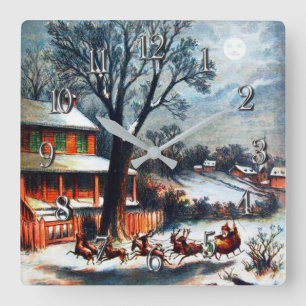 A Visit From St.Nicholas Christmas Square Wall Clock