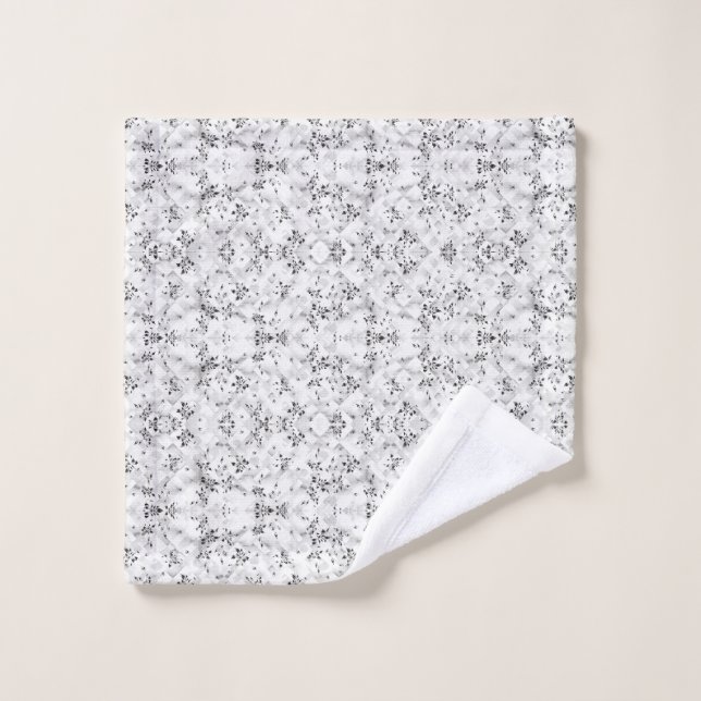 A visually striking white and black patterned wall bath towel set (Wash Cloth)