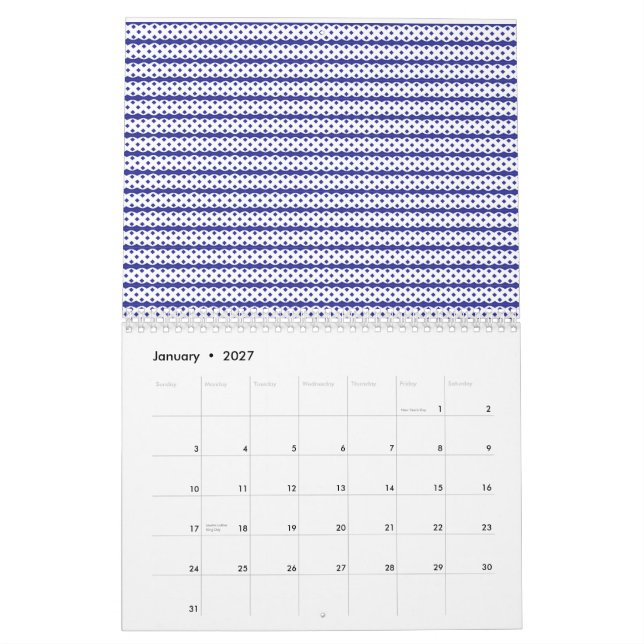 A vivid blue sky with scattered white clouds. calendar (Jan 2027)