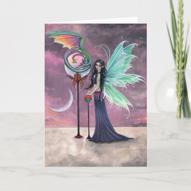 A Vivid Dream Fairy and Dragon Greeting Card (Front)