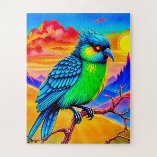 A vivid, fantastical bird children's jigsaw puzzle