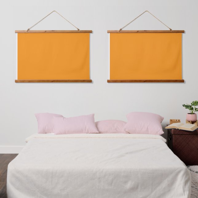 A vivid orange square surrounded by a white border hanging tapestry (Bedroom)