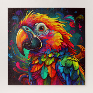 A vividly illustrated parrot jigsaw puzzle