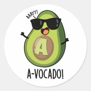A-vocado Funny Avocado Pun  Classic Round Sticker