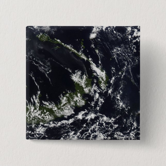 A volcanic plume from the Rabaul caldera 15 Cm Square Badge (Front)