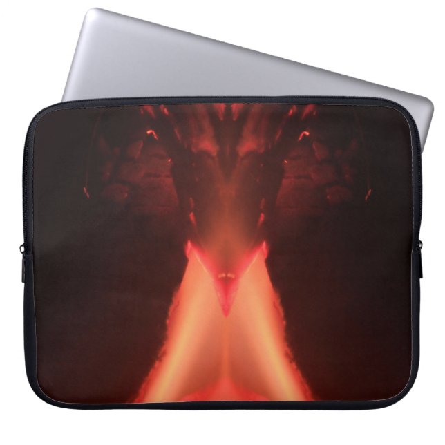A Volcano of Orange & Red Fire Laptop Sleeve (Front)