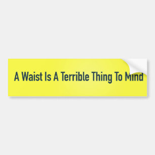 A Waist Is A Terrible Thing To Mind Bumper Sticker