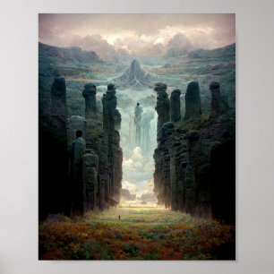 A Walk Among the Pillars Fantasy Scifi Art Poster