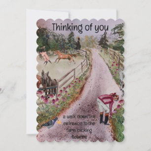 a walk down the entrance to the farm holiday card