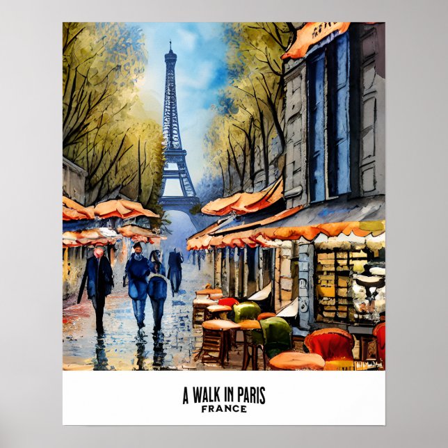 A Walk In Paris Wall Art Poster Print Vivid Colour (Front)