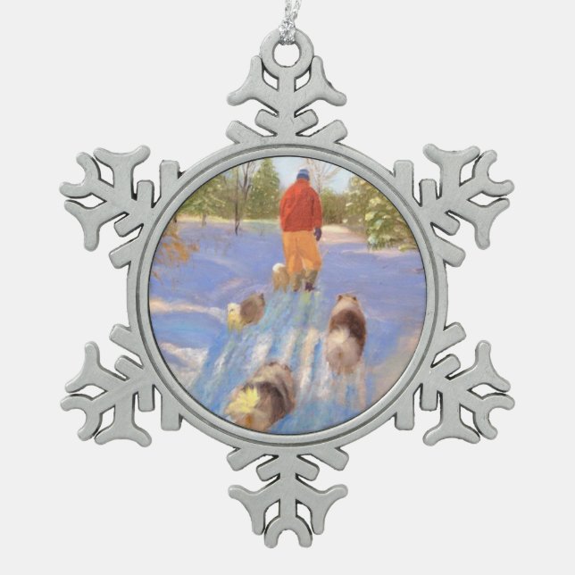 A Walk in the Forest Pewter Snowflake Ornament (Front)