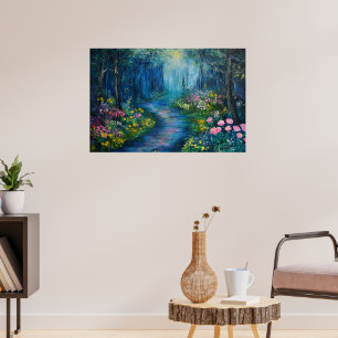 'A Walk in the Forest' Wildflower Path Woodland Poster