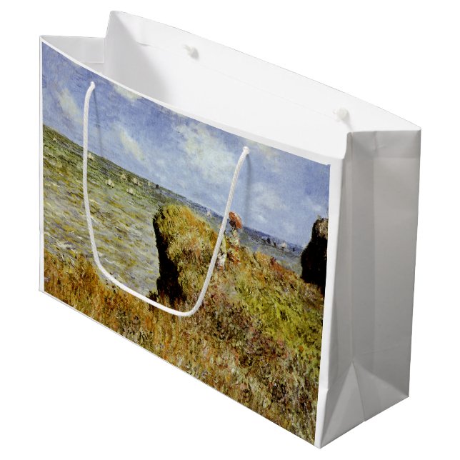 A Walk on the Cliffs at Pourville Large Gift Bag (Front Angled)