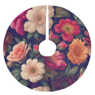 A wallpaper with a floral pattern brushed polyester tree skirt