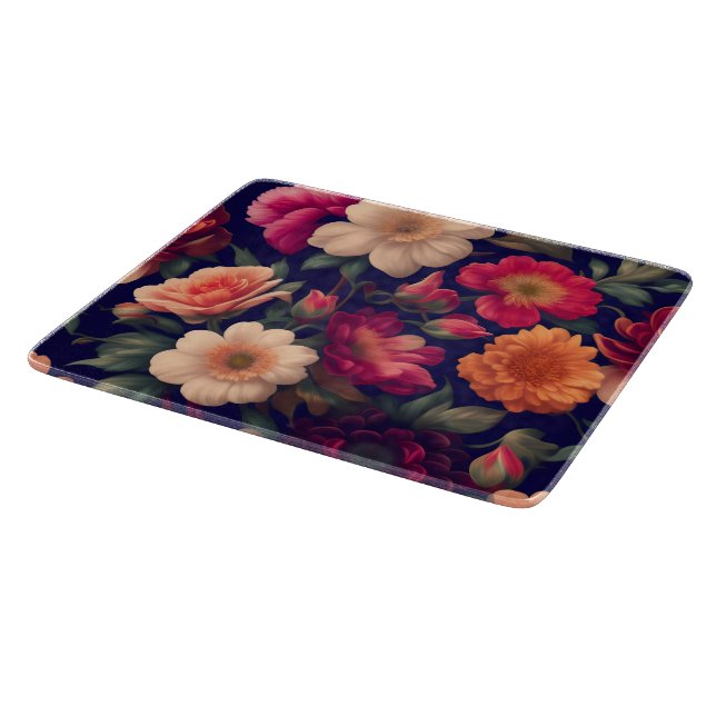 A wallpaper with a floral pattern  cutting board (Corner)